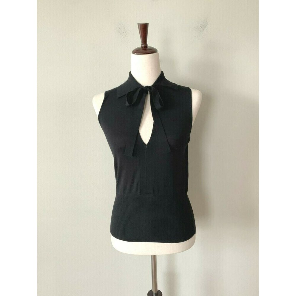 Vtg Fendi Sz S 1990's Karl Lagerfeld Collection Plunge V-neck Knit Top Wool Silk